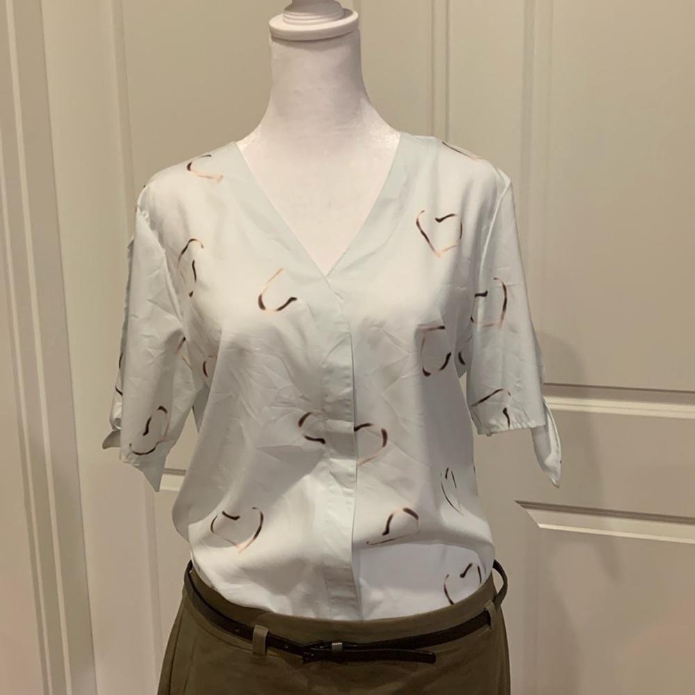Women's White blouse with hearts